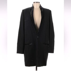 Isabel Marant No.1501 Ego Black Coat w/ Calf Hair Lapel